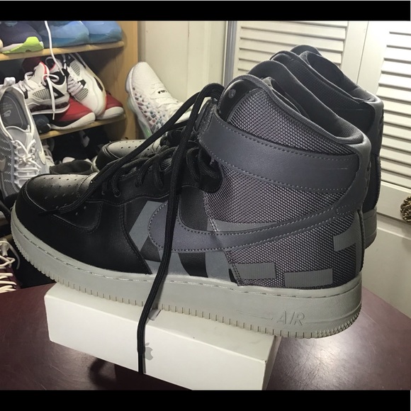 NIKE AIR FORCE 1 HIGH 07 LV8 BLACK-DARK GREY-WOLF GREY SZ 11 [AV8364-001] - Picture 8 of 15